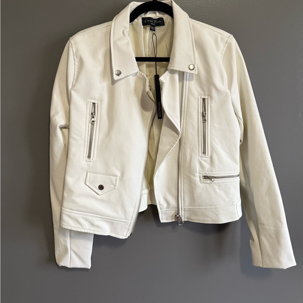 Love Tree Cream Leather Jacket